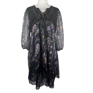 KLD SIGNATURE LONG SLEEVED WOMEN’S  FLOWY‎ MINI DRESS WITH HIGH SYNCHED WAIST